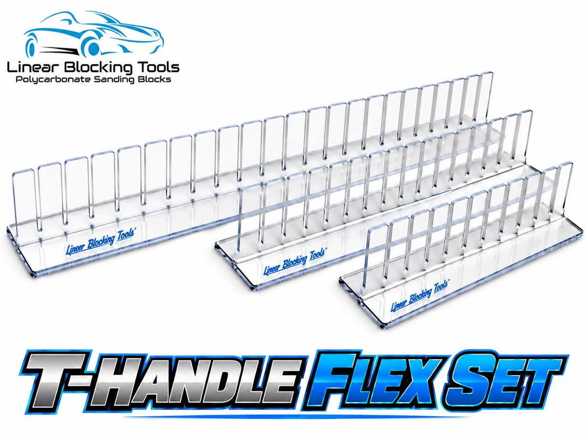 Three clear polycarbonate blocks in the Linear T-Handle Flex Set